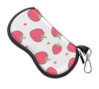 BHAHB Glasses Sunglasses Eyeglass Case Zipper Soft Neoprene Light Eyeglasses Case Metal Belt Clip Cute Aesthetic for Unisex Women Girls Travel (T6-Strawberry)