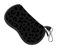 BHAHB Glasses Sunglasses Eyeglass Case Zipper Soft Neoprene Light Eyeglasses Case Metal Belt Clip Cute Aesthetic for Unisex Women Girls Travel (T10-Black Leopard)