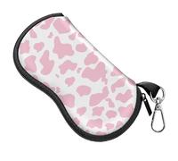 BHAHB Glasses Sunglasses Eyeglass Case Zipper Soft Neoprene Light Eyeglasses Case Metal Belt Clip Cute Aesthetic for Unisex Women Girls Travel (T2-Pink Cow)