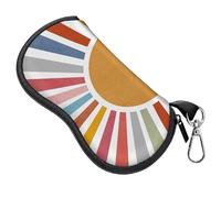 BHAHB Glasses Sunglasses Eyeglass Case Zipper Soft Neoprene Light Eyeglasses Case Metal Belt Clip Cute Aesthetic for Unisex Women Girls Travel (T13-Rainbow)