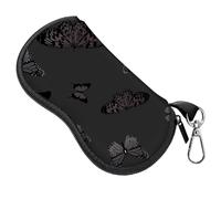BHAHB Glasses Sunglasses Eyeglass Case Zipper Soft Neoprene Light Eyeglasses Case Metal Belt Clip Cute Aesthetic for Unisex Women Girls Travel (T11-Black Butterfly)