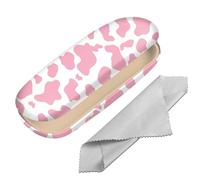 BHAHB Hard Shell Eyeglasses Case Protective Case for Glasses,Eyeglass Holder Box with Cleaning Cloth for Women Cute Aesthetic (M4-Pink Cow)