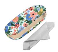 BHAHB Hard Shell Eyeglasses Case Protective Case for Glasses,Eyeglass Holder Box with Cleaning Cloth for Women Cute Aesthetic (M20-Floral 2)