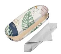 BHAHB Hard Shell Eyeglasses Case Protective Case for Glasses,Eyeglass Holder Box with Cleaning Cloth for Women Cute Aesthetic (M17-Tropical Leaves)