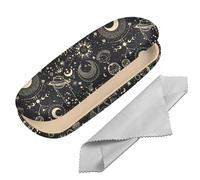 BHAHB Hard Shell Eyeglasses Case Protective Case for Glasses,Eyeglass Holder Box with Cleaning Cloth for Women Cute Aesthetic (M19-Moon Sun)