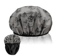 BHAHB Luxury Shower Cap Reusable Terry Cloth Lined EVA Triple Waterproof Layer Elastic Hair Bath Caps for Women Girls Cute (F14-Butterfly)