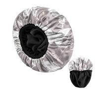 BHAHB Luxury Shower Cap Reusable Terry Cloth Lined EVA Triple Waterproof Layer Elastic Hair Bath Caps for Women Girls Cute (U15-White Butterfly)