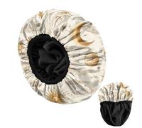 BHAHB Luxury Shower Cap Reusable Terry Cloth Lined EVA Triple Waterproof Layer Elastic Hair Bath Caps for Women Girls Cute (U10-Sun)