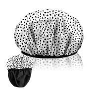 BHAHB Luxury Shower Cap Reusable Terry Cloth Lined EVA Triple Waterproof Layer Elastic Hair Bath Caps for Women Girls Cute (F19-Spot)