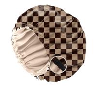 BHAHB Satin Bonnet Silk Bonnet for Sleeping Double Layer Elastic Adjustable Hair Caps Reusable Cute Aesthetic for Women Girls (O6-Checker)