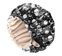 BHAHB Satin Bonnet Silk Bonnet for Sleeping Double Layer Elastic Adjustable Hair Caps Reusable Cute Aesthetic for Women Girls (O22-Skull)