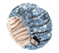 BHAHB Satin Bonnet Silk Bonnet for Sleeping Double Layer Elastic Adjustable Hair Caps Reusable Cute Aesthetic for Women Girls (O20-White Flower)