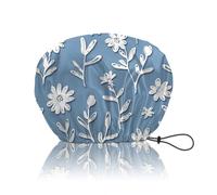 BHAHB Shower Cap Reusable Double Layer Adjustable Elastic Waterproof EVA Hair Bath Caps for Women Girls Cute Aesthetic (X13-White Flower)