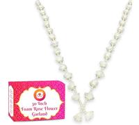 Bhakti Lehar Artificial Foam Rose Flower Garland for Photo Frame and God Idol/Pearl Moti Gulab Mala Haar for Loved Ones (White, 30 Inch)