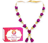 Bhakti Lehar (Size: 12 Inch) Artificial Purple Rose Flower Garland for Photo Frame | Handmade Gulab Pearl Moti Mala for God Idol Photo, Bhagwan Murti and Loved Ones