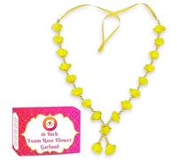Bhakti Lehar (Size: 16 Inch) Yellow Foam Rose Flower Garland for Photo Frame and God Idol/Artificial Pearl Moti Mala for God Idol Photo, Bhagwan Murti and Loved Ones