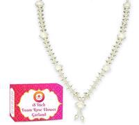 Bhakti Lehar (Size: 18 Inch) White Foam Rose Flower Garland for Photo Frame and God Idol/Artificial Pearl Moti Mala for God Idol Photo, Bhagwan Murti and Loved Ones