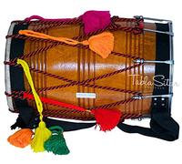Bhangra Dhol - MAHARAJA Natural, Barrel Shaped, Padded Bag, Beaters, Nylon Shoulder Strap, Punjabi Bhangra Dhol Musical Instrument (PDI-GE)