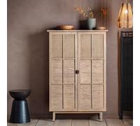 Bharhut Japandi Panelled Rattan 2 Door Cupboard Wood