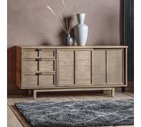 Bharhut Japandi Panelled Rattan Large 2 Door Sideboard Wood