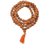 bhavika Creation 108+1 Rudraksha 5 Mukhi Mala for Wearing |Japa |Meditation |Chanting |Puja. Natural Brown,Unisex Rosary | 6mm