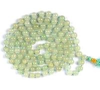 bhavika Creation Natural Reiki Feng-Shui Mala Necklace, 6 mm Green Jade Gemstone Beads, 108 Beads, 108 inches (Length), for Men and Women
