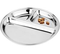 bhavika Creation Stainless Steel Divided Plate, 3 Compartment Thali, Round Dinner Plate