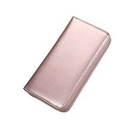 BHBYAFASH Mens Stylish Wallet- RFID Blocking Genuine Leather Business Wallet Unisex Billfold Wallet 36 Card Holder Long Wallet Zipper Coin Purse Phone Pouch(Rose Gold)