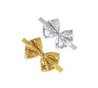 BHC03 Baby Christmas Sequin Headband Bow Red Green Glitter Sequins Bow Christmas Hair Band Bow BHC03 (Set-B
