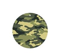 BHCASE Camo Woodland Camoflage Printed Round Shape Car Air Fresheners Cards Set of 6 slices : Hanging Scented Cards for bedroom Bathroom Car Interior Decor