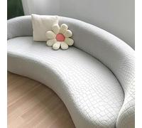 BHCCY Modern Cloud Curved Sofa Cover - Stretch Semi-Circular Sectional Slipcover, Non-Slip Elastic Couch Protector for Round/Arc Sofas(Light Gray,1 seat [37-57 inch])
