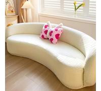 BHCCY Modern Cloud Curved Sofa Cover - Stretch Semi-Circular Sectional Slipcover, Non-Slip Elastic Couch Protector for Round/Arc Sofas(Beige,1 seat [37-57 inch])