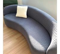 BHCCY Modern Cloud Curved Sofa Cover - Stretch Semi-Circular Sectional Slipcover, Non-Slip Elastic Couch Protector for Round/Arc Sofas(Dark Gray,1 seat [37-57 inch])