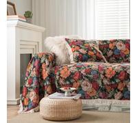 BHCCY Vintage Jacquard Sofa Cover with Bird Pattern - Fringed Sectional/L-Shaped Slipcover, Washable Pet-Friendly Protector for Couches, Loveseats & Futons(Colorful Floral,91x118 Inch)