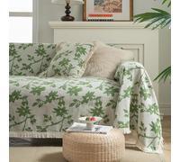 BHCCY Vintage Jacquard Sofa Cover with Bird Pattern - Fringed Sectional/L-Shaped Slipcover, Washable Pet-Friendly Protector for Couches, Loveseats & Futons(Green Rose,71x134 Inch)