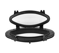 BHDK Marine Oval Deck Hatch Porthole, 400x200mm, Black, Compatible with Boat, Passenger Side, ABS+316 Stainless Steel+Tempered Glass