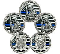 BHealthLife 5 PCS Reaper Police Officer Challenge Coin Bulk - Police Thank You Coins with Police Badge Design - Police Week Appreciation Gifts for Police Officer Law Enforcement