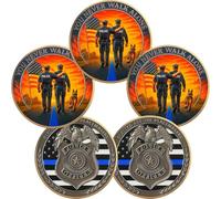 BHealthLife 5 Pcs Thank You Police Challenge Coins - You Never Walk Alone Police Coins Bulk - Police Week Appreciation Gifts Set for Police Officers Law Enforcement