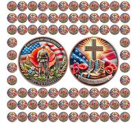 BHealthLife 82 Pcs Poppy Military Challenge Coins - Fallen Soldier Memorial Coins in Honor of Our Hero - Thank You Coins for Veterans Memorial Day Military Gifts for Men