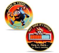 BHealthLife Funny Motivational Challenge Coin - Hang in There It Gets Worse Humorous Coin - Inspirational Gifts for Women Men Coworkers Employees Friends