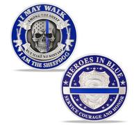 BHealthLife Skeleton Police Challenge Coins - Heroes in Blue Law Enforcement Coins I May Walk Among The Sheep - Cool Police Week Gifts for Policemen Law Enforcement Correctional Officers Sheriff