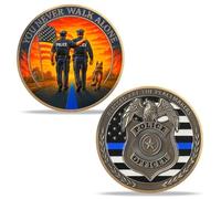 BHealthLife Thank You Police Challenge Coins - You Never Walk Alone Police Coins with Badge Design - Police Week Appreciation Gifts for Police Officers Law Enforcement