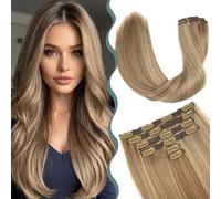 BHF Blonde Hair Extensions Clip in - 18 inch Long Straight Extensions Clip In Hair Extension Synthetic Fiber Natural for Women