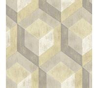 BHF FD22309 "Yellow and Grey Reclaimed Rustic Wood Tile" Wallpaper - Honey