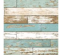 BHF FD22318 Reclaimed Scrap Wood Teal Wallpaper, Turquoise