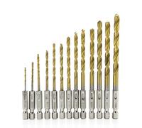 BHFYOB 13pcs Hex Shank Quick change Cobalt Drill Bit Set Multi Bits