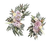 BHFZIAP 2 Pieces Silk Flowers Hanging Wedding Arch Wreath for Farmhouse Wall Wedding White Purple