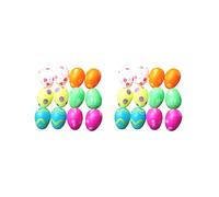 BHFZIAP 2 set 12x Empty Easter Eggs Printed Bright for DIY Crafts Easter Theme Party Favor