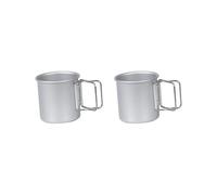 BHFZIAP 2 set Camping Cup Portable with Folding Handles Pot for Garden Backpacking Outdoor Argent, Silver, 8x8.2x8.2cm