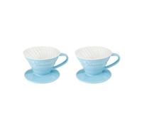 BHFZIAP 2 set Ceramic Pour Over Manual Espresso Coffee Dripper Cup Red/Yellow/Blue Blue